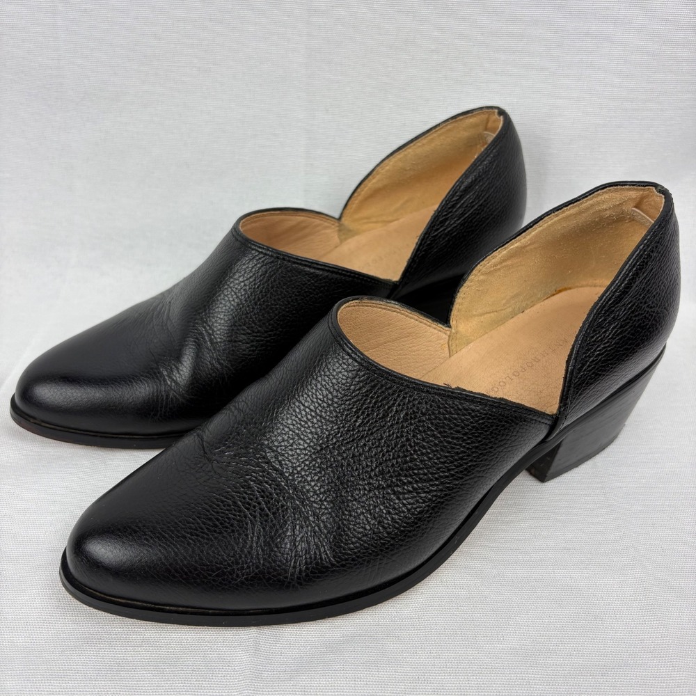 Anthropologie Abigail Side Cut Ankle‎ Booties Sz 6 Black Pebbled Leather Classic